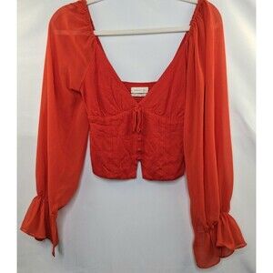 Urban Outfitters Corset Cropped Long Flowy Sleeve Top Size XS